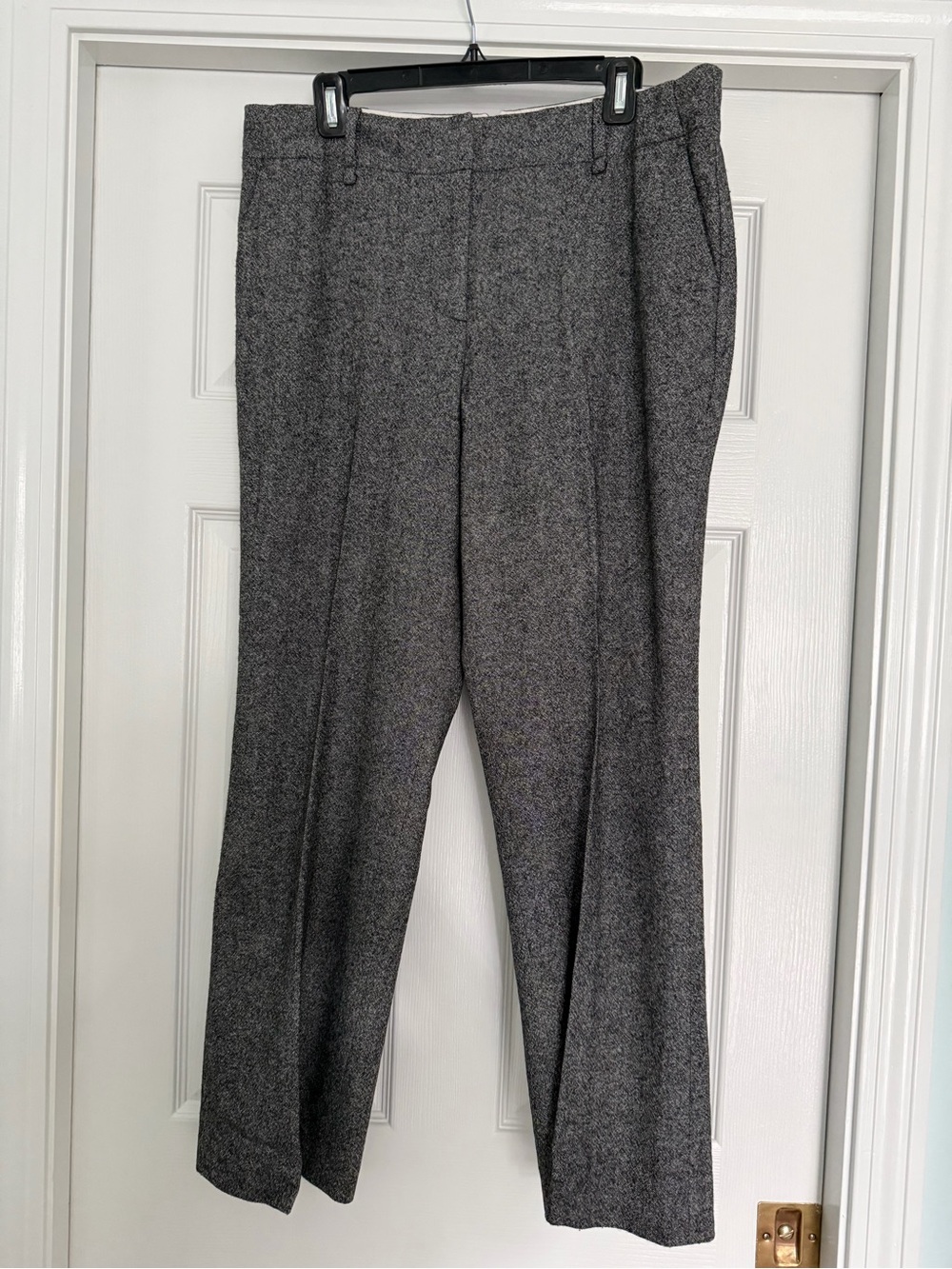 Ann Taylor Classic Petite Black and White Fine Tweed Straight Leg Trousers - 12P